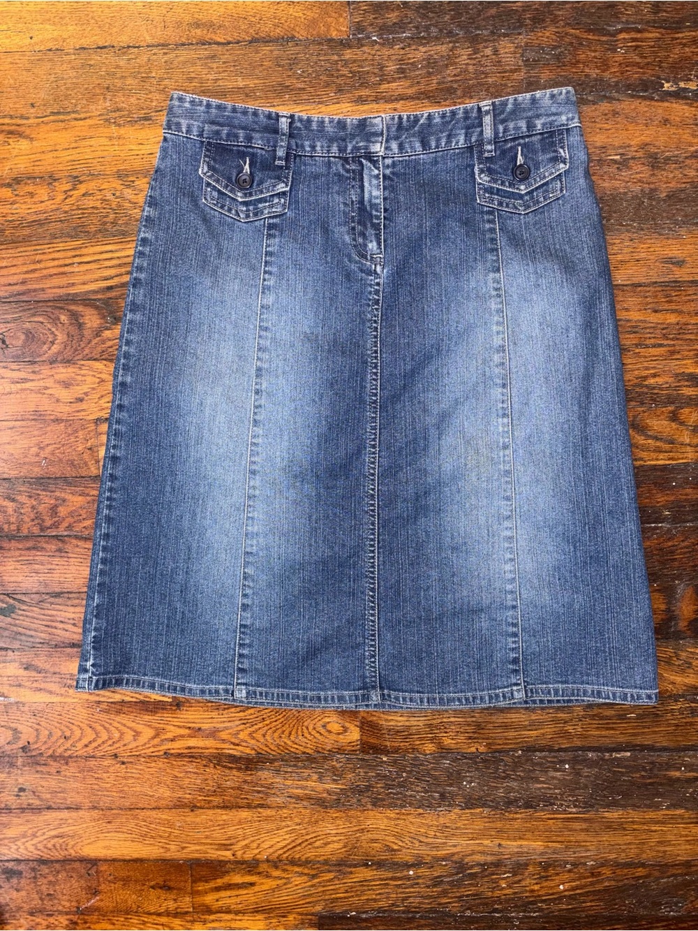VTG 90s/Y2K G.H. Bass & Co. Washed Blue Denim Jean A-Line Skirt Women’s US 2